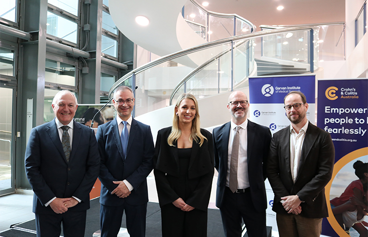 TenK10K project partnership official launched at the Garvan Institute in Australia with the NSW Minister for Medical Research David Harris, Simon Guilano Illumina, Madeleine Jandura, Crohn's and Colitis Australia Ambassador; and Joseph Powell Garvan Institute.